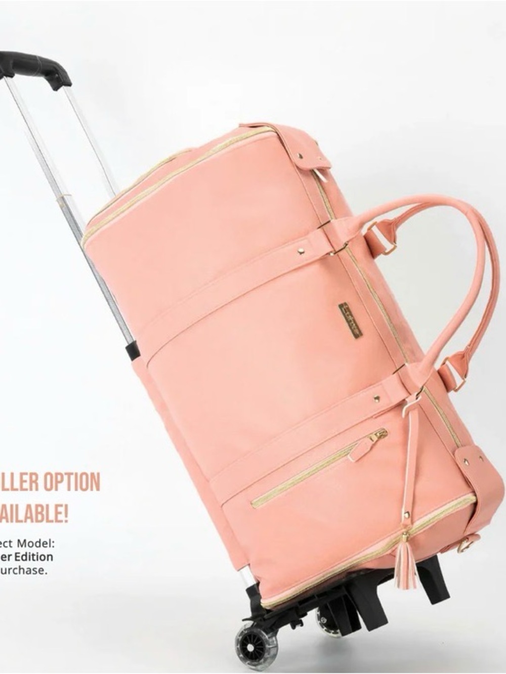 Pink Rolling Travel Duffel with Gold Hardware - Women Bags